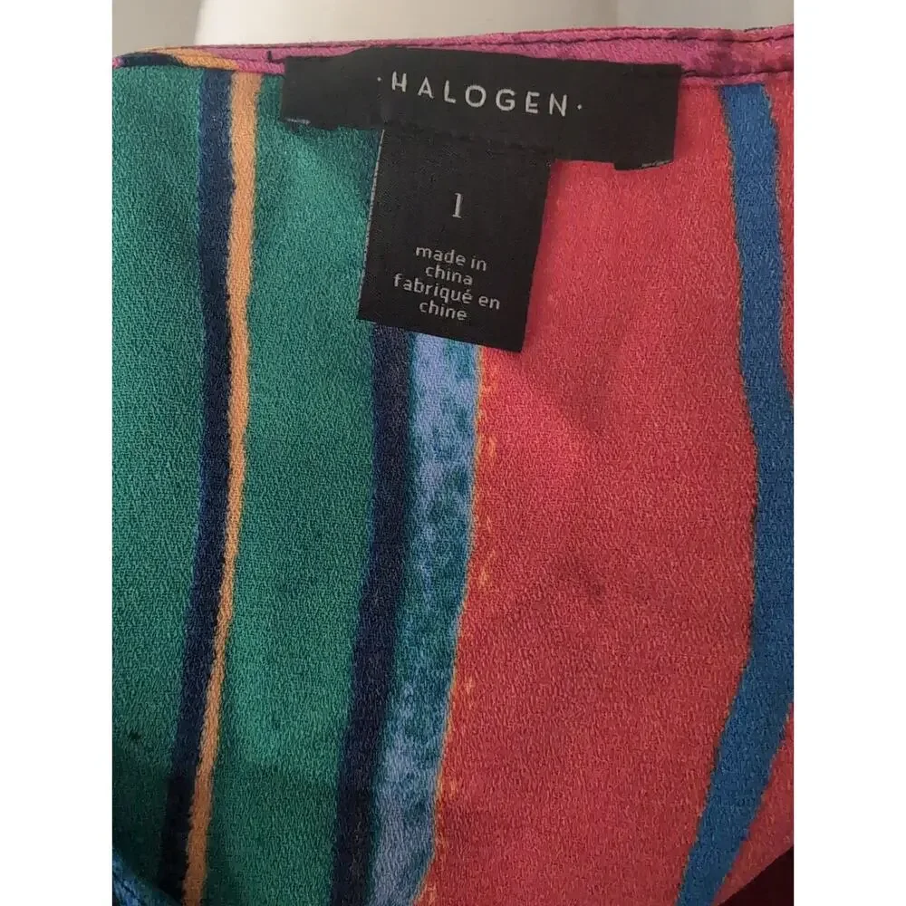 Halogen Boho Maxi Dress Multicolor Stripe Batwing Kimono Flowy Resort - Picture 6 of 7